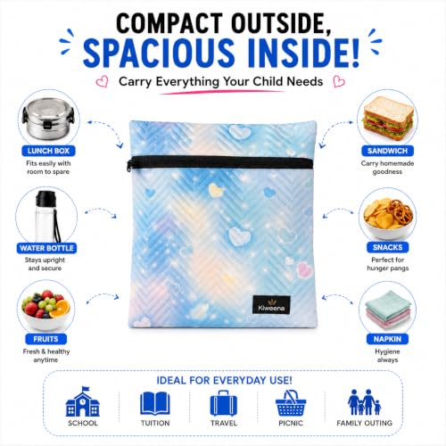 Image of Insulated Lunch Pouch for Office, School & Travel | Thermal Tiffin Bag with Aluminium Foil Lining | Leakproof, Lightweight & Reusable Lunch Organizer for Men, Women & Kids (Blue Multi)
