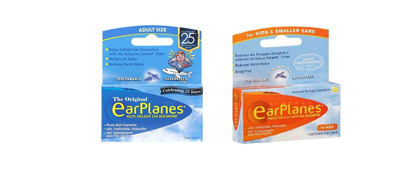 EarPlanes Combo Pack,Travel earplugs,Earplugs Airplane Travel Ear Protection,Prevent in flight ear discomfort,pressure preventing earplug for both Kids and adults (Combo Pack, Adult 1 Pair + Kids 1 Pair)-image-40