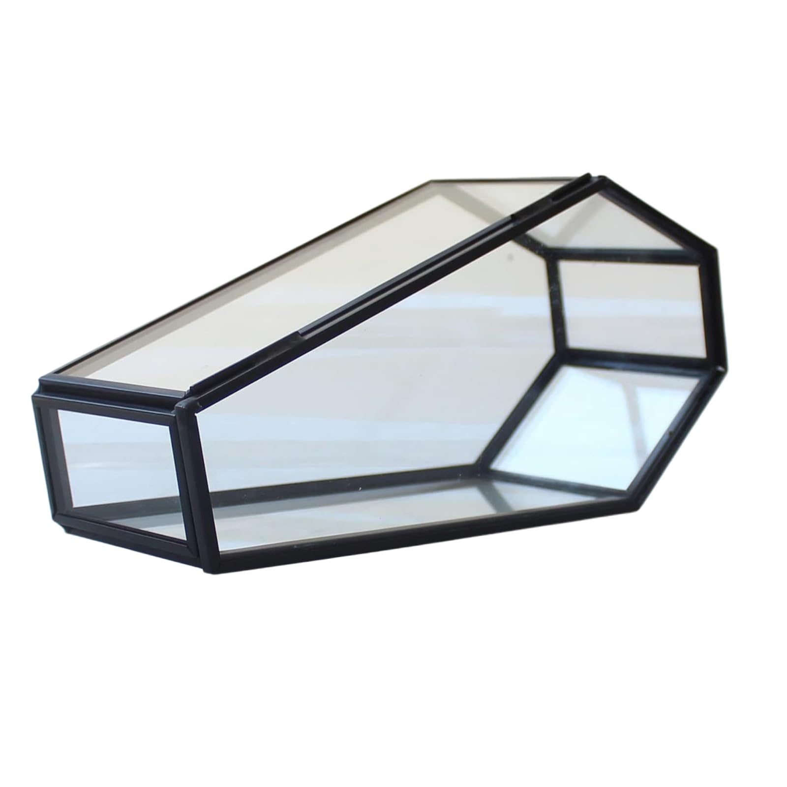 KFFENG Elegant Glass Coffin Retro Jewelry Holder Halloween Themed Clear Glass Coffin Shaped Jewelry Box For Vintage Lover