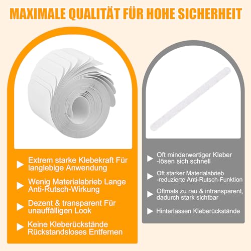 15 Stück Treppenstufen Matten Antirutsch Transparent - Treppenstufen Matten 60x10cm, Stufenmatten Selbstklebend, PEVA Treppenteppich Anti Rutsch Teppich für Schützen Sie Haustiere, Senioren Kinder