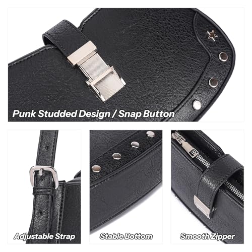 Y2K Purse Small Shoulder Bag for Women Goth Emo Punk Purse with Studded Rivet Design3