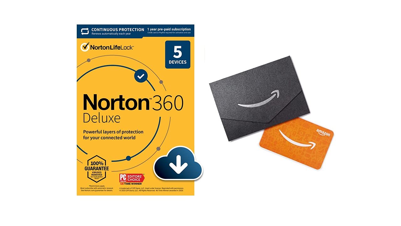 Norton 360 Deluxe for up to 5 Devices 10 Amazon com Gift Card Inc | amzdealz