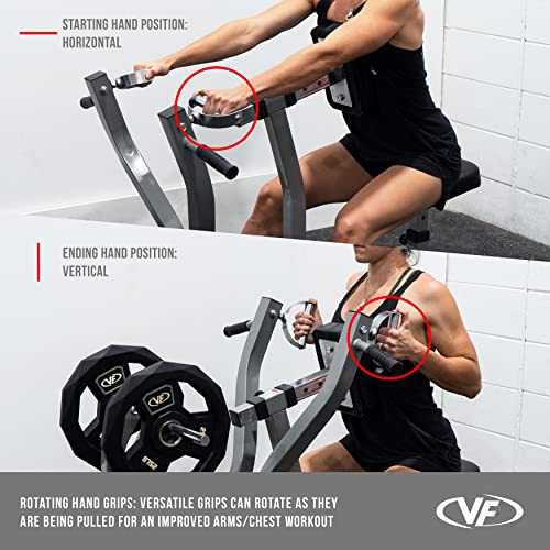 Image of Valor Fitness Seated Row Machine - Plate Loaded with Converging Arms & Multi-Grip Handles, 400 lb Capacity, 2 inch Plate Adapters for Back & Chest Strength Training Home Gym Equipment