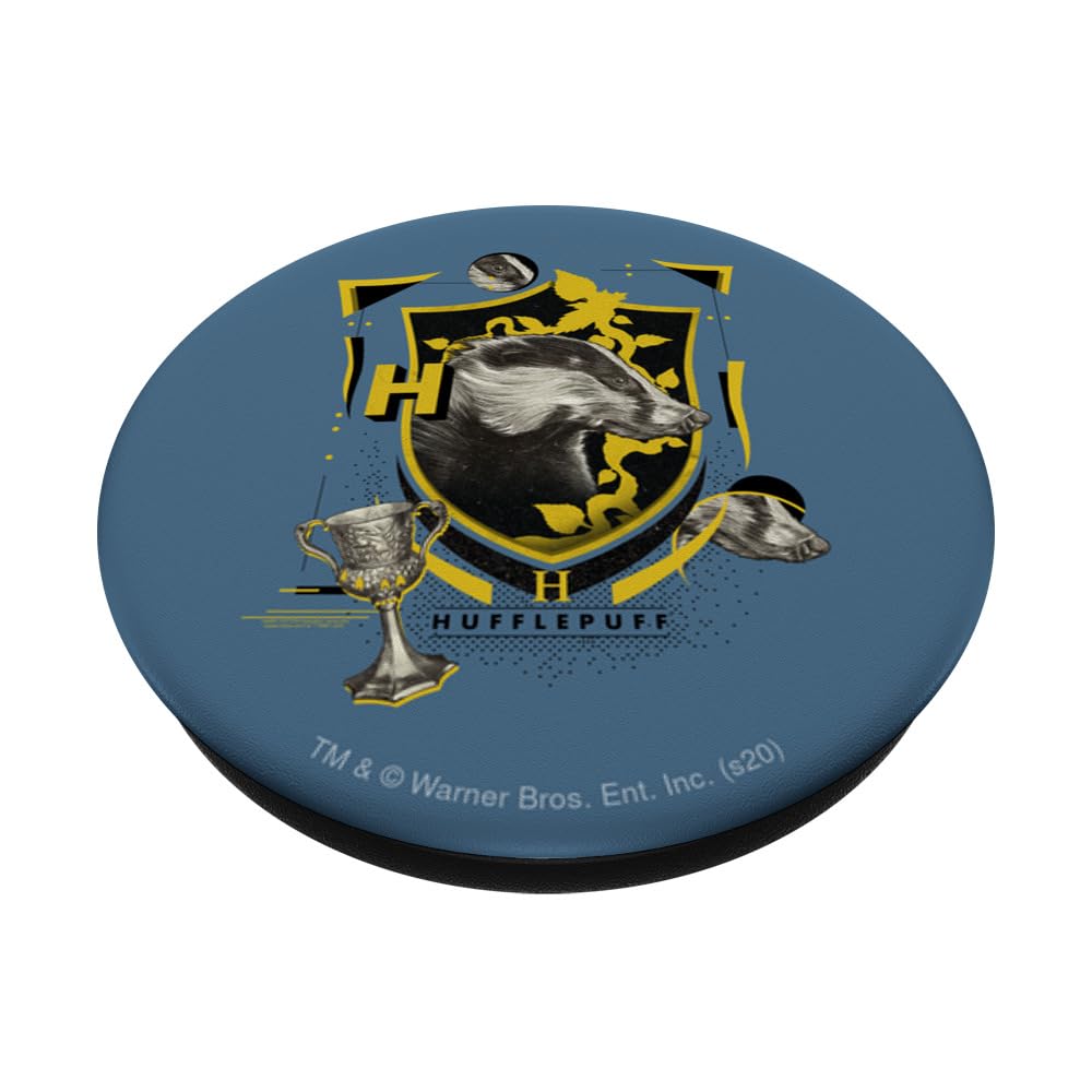 Harry Potter Hufflepuff Magicial Mischief Level Up Crest PopSockets Swappable PopGrip, Black - Image 2
