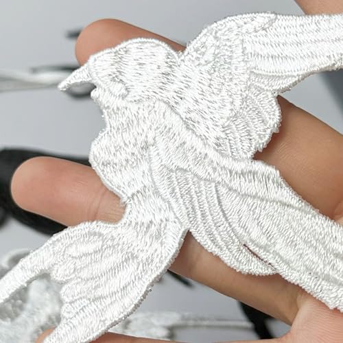 4 Pcs Swallow Bird Applique Water Soluble Embroidery Patches Sewing Patch for DIY Clothing Hole Repair Dress Coat Craft Decoration (White)