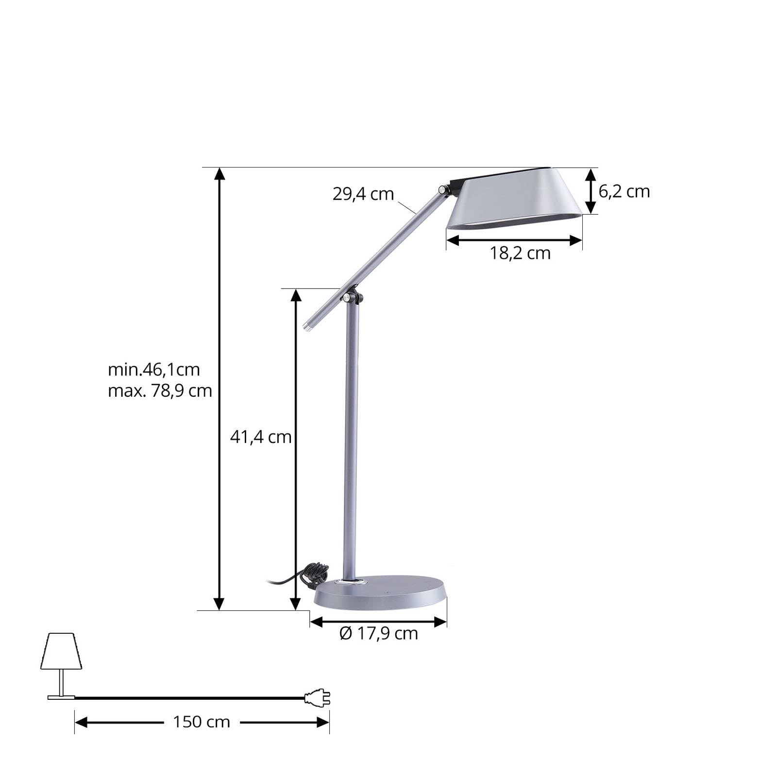 Lindby Lampada da tavolo LED dimmerabile (Moderno) colore Grigio, ad es. Studio & Ufficio lampadina inclusa lampada scrivania a