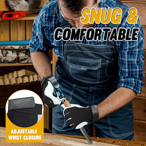 Image of HANDLANDY Work Gloves for Men & Women, Utility Mechanic Working Gloves Touch Screen, Flexible Gardening Gloves for Yard
