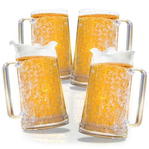 Granatan Freezer Beer Mugs Set of 4, 16 oz Double...
