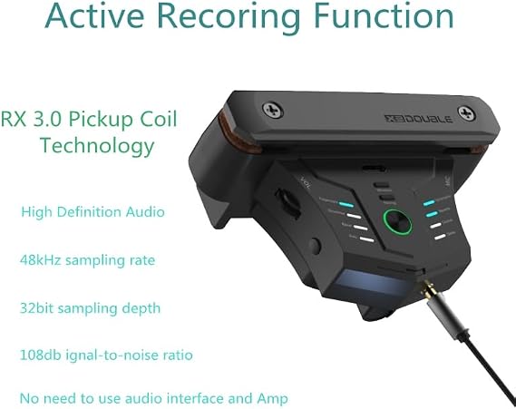 Wireless Acoustic Guitar Pickup Resonance Preamp Pickup Creative Vibration System Enhance Guitar Timbre Built-in Rechargeable Battery Multiple Effects and Style Pattern