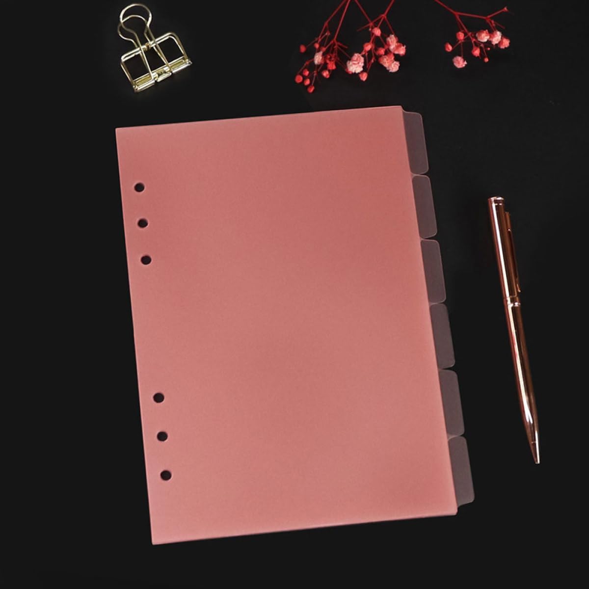Cabilock 2 Sets A5 Size Removable Binder Dividers with 6 Pp Pink Tabs, Notebook Index Dividers for Office and School Organizing, Sturdy Loose-Leaf Page Markers for Daily Use image 4