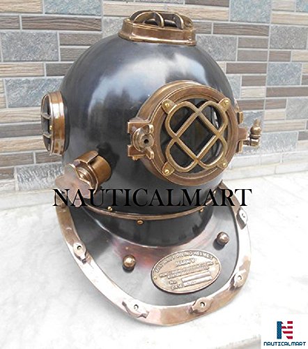 NauticalMart Vintage Morse U.S Navy Diving Helmet 18'' Solid Brass & Iron Black Finish Gift