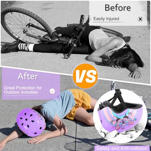 Image of Kids Bike Helmet Adjustable Youth Toddler Helmet with DIY Stickers for Girls Age 3-5-8-14 Years for Bicycle Scooter Skateboard Roller Skating
