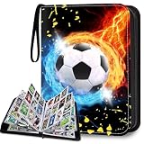 Picture of TsuiWah Soccer Card Binder 9-Pocket, Trading Card Binder, Sports Card Album Fits 900 Cards with 50 Removable Sleeves, Zipper Collectible Card Holder Organizer for Soccer, Hockey, Sports Trading Cards