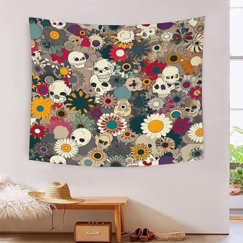 Tapices de pared decorativos NMOTARVIN Skull 3D: paño de pared estético de 150cmx200cm