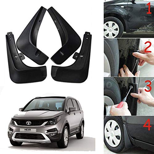 Image of Oshotto (O.E.M Fitting Cup Type) Mud Flap /Splash Guard Compatible with Tata Hexa (Set of 4)