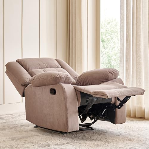 Image of Home Centre | Helios Zurich 1-Seater Fabric Recliner | Recliner Sofa for Living Room | Pine Wood, Solid Wood | Brown | 1 Year Warranty