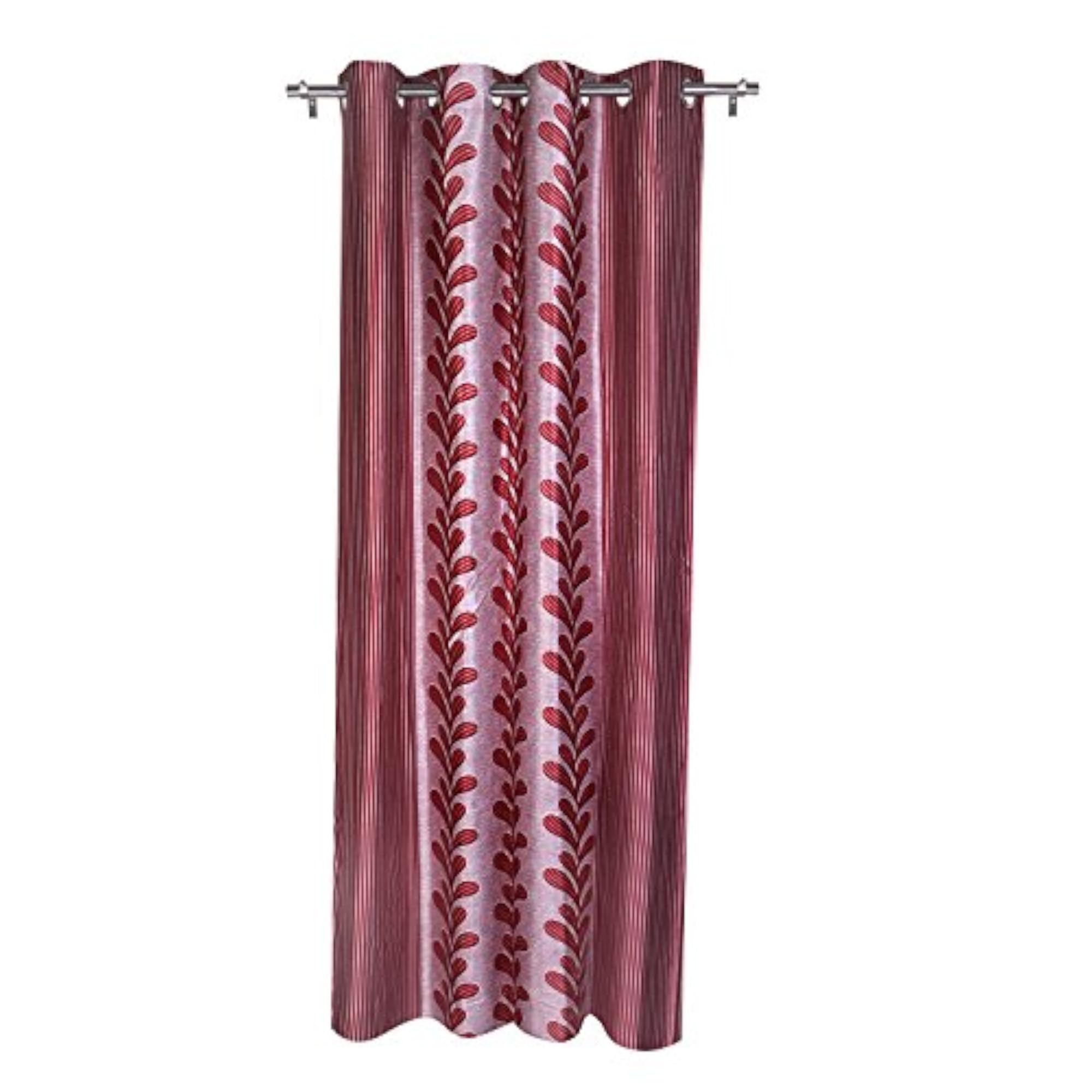 Plain Printed Solid Polyester Curtains, Pack of 2, Maroon, 4 x 5