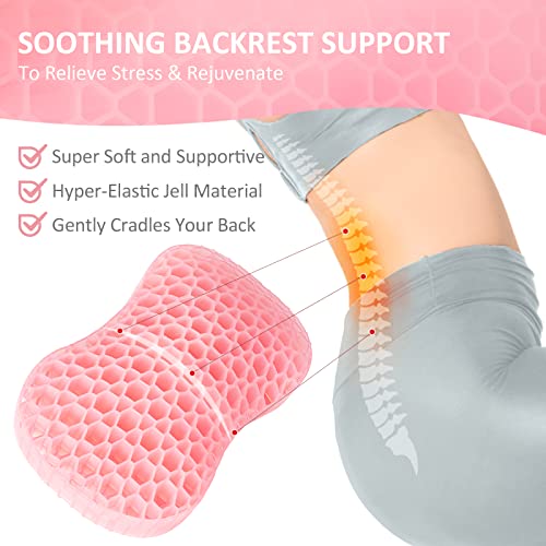 Sunlit Bath Jello Gel Bath Pillows, Lumbar Pillow For Bathtub, Back Support Pillow, Gel Pillow With Non-Slip Suction Cups For Lumbar, Back Rest Support, Fits Curved Or Straight Back Tubs, Pink #TOP1