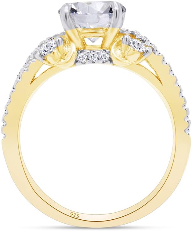 SAVEARTH DIAMONDS Round Cut Sparkling White Cubic Zirconia Infinity Split Shank Engagement Ring In 14k Gold Over Sterling Silvers For Women Wedding Birthday