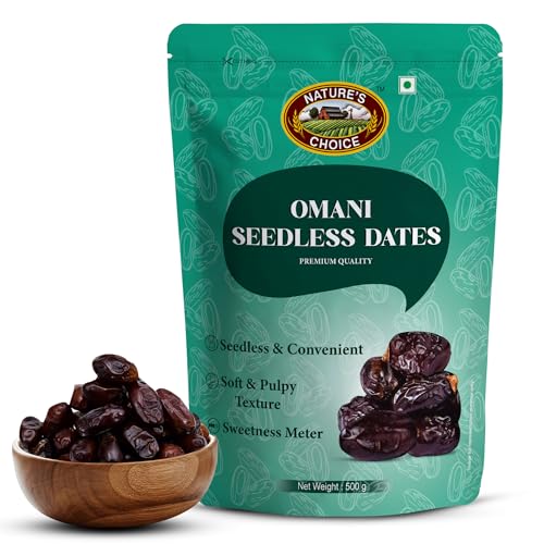 Image of Nature's Choice Big Omani Seedless Dates (500g) | Soft & Chewy Khajoor | All-Natural | High-Fiber Khejur | Healthy Snack | Natural Sugar | Dry Fruit | Deseeded Dates | Khajur | Khejur | Finest Grade