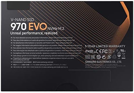 Samsung (MZ-V7E1T0BW 970 EVO SSD 1TB - M.2 NVMe Interface Internal Solid State Drive with V-NAND Technology, Black/Red