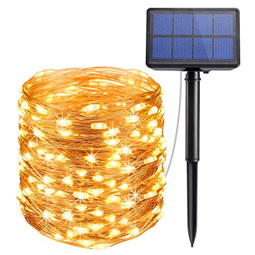 AMIR Upgraded Solar String Lights, 72ft 8 Modes Copper Wire Lights, 200 LED