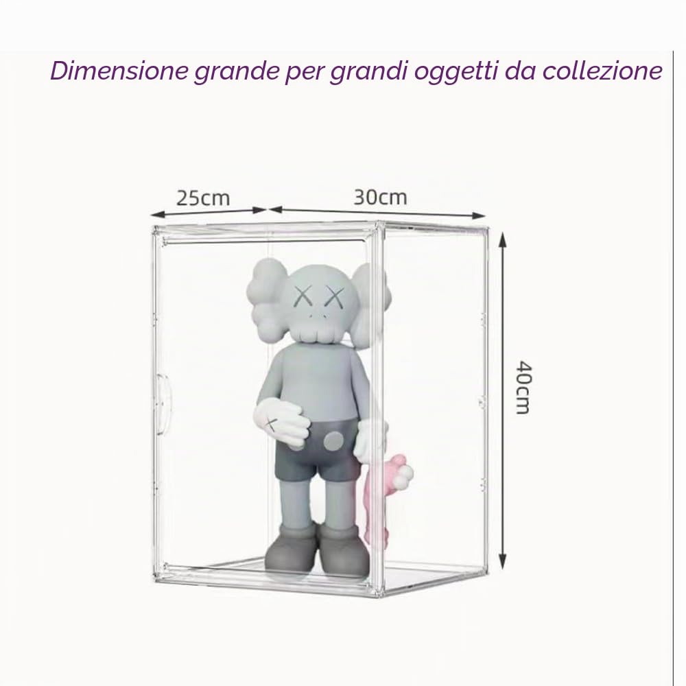 Vetrina in Acrilica Scatola Espositiva Trasparente Grande per Collezionismo Lego,40x25x30cm Vetrinetta Impilabile con Porte per Borse Bambole Modelli Auto Giocattoli,Autoassemblaggio