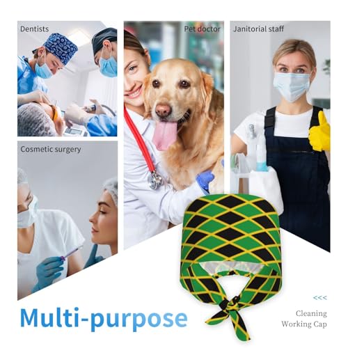 Image of Working Cap Scrub Cap with Sweatband Adjustable Unisex Women Tie Back Hat Nurse Surgical Caps