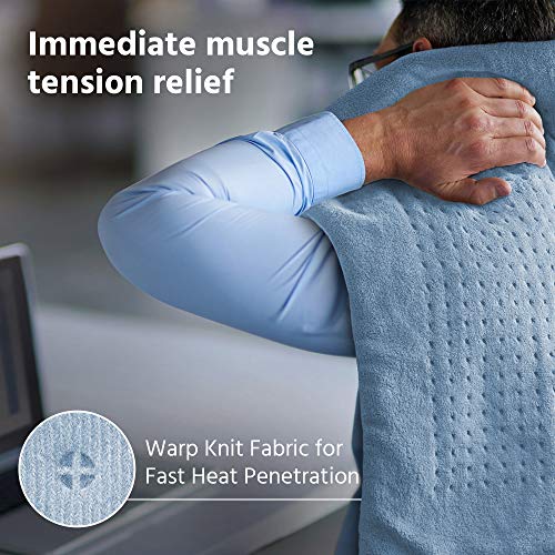 XXL Heating Pad - Electric Heating Pad for Moist and Dry Heat Therapy - Fast Neck/Shoulder/Back Pain Relief at Home (18" x 26"), GENIANI (Wisdom Gray)