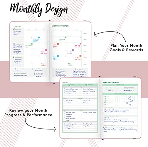 Image of PLANNER STAR 2022 Dated (Jan 2022 - Jan 2023) Monthly & Weekly Life Planner| A5 Size | Organizer, Journal | Plan for Time Management, Productivity & Positivity (Light Pink)