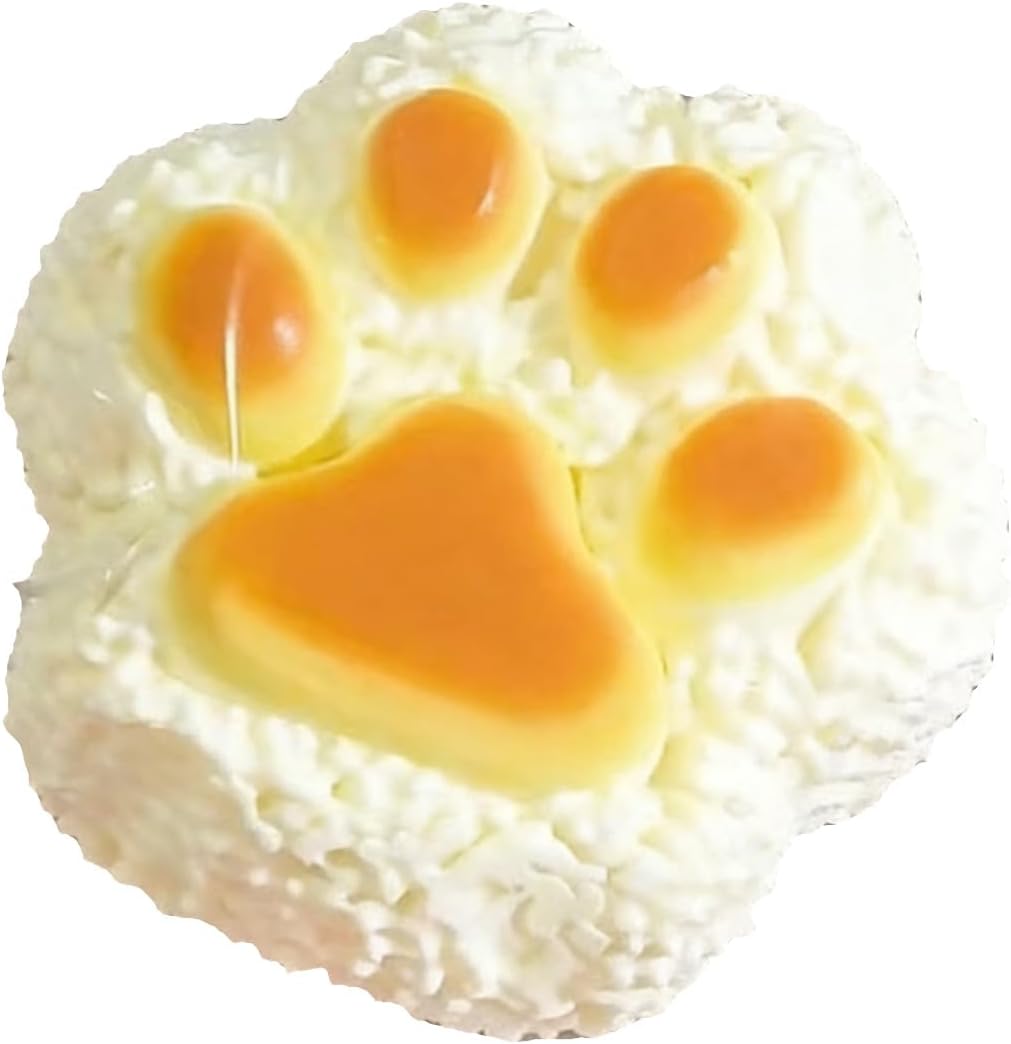 【Outop】スクイーズ おにぎり肉球 おもちゃ 反発 新感触！水感もちもち 可愛い猫爪&飯団 スクイーズ - 黄油触感のストレスリリーフ玩具、大人も子供も使える多目的ギフト (黄色)