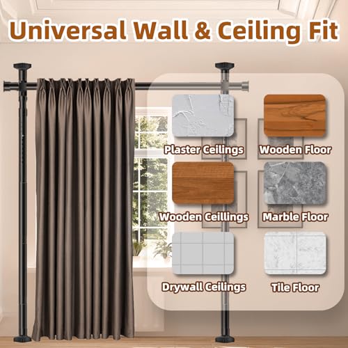 Image of Room Divider Curtain Rod for Wide Space Room Separation,4-10ft(H) 28-209inch(W) Wall Divider for Room Separation, Heavy Duty Room Partition Separator, Adjustable Folding Privacy Screens,Black