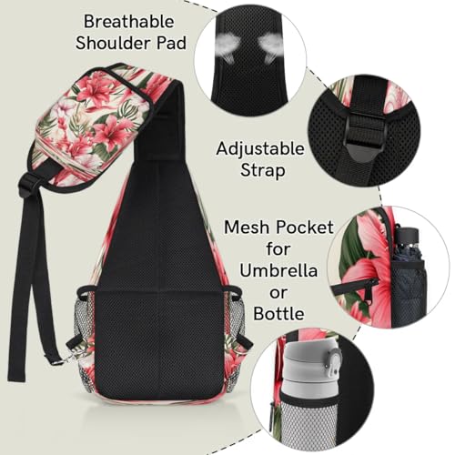 Sling bag unisex flores tropicales para viaje y senderismo miniatura 4