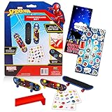 Marvel Spiderman Fingerboard Toy Set ~ 3 Pc Bundle with Marvel Spiderman Finger Skateboard for Kids,