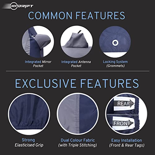 Image of NEODRIFT 'SuperTech' Car Cover for MG M9 (100% Water-Resistant, All Weather Protection, Tailored Fit, Multi-Layered & Breathable Fabric) (Colour: L.Grey+Blue)