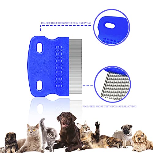 Skypia 3 Packs Combs Double Sided Pet Combs Grooming Flea Tick Lice Dandruff Removal Fine Tooth Hair Combs For Cats Dogs Puppy (Blue) #TOP3