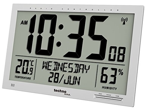 Techno Line WS 8013 radiopiloté(e) Horloge Murale 369 mm x 270 mm x 24 mm Argent Grand écran