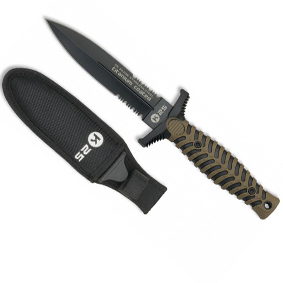 ECOMMUR Compra cuchillo K25.Tit Coated | Longitud (12,5 cm) en negro y marrón
