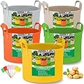 5-Pack 10 Gallon Grow Bags - Grow Bags 10 Gal 350g Heavy Duty Fabric Planting Bags with Handles, Potato Grow Bags for Gardening, Pots for Planting, Garden Bags to Grow Vegetables Potato Tomato Outdoor