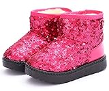 DADAWEN Boy's Girl's Warm Winter Sequin Waterpoof Outdoor Snow Boots Pink US Size 8 M Toddler