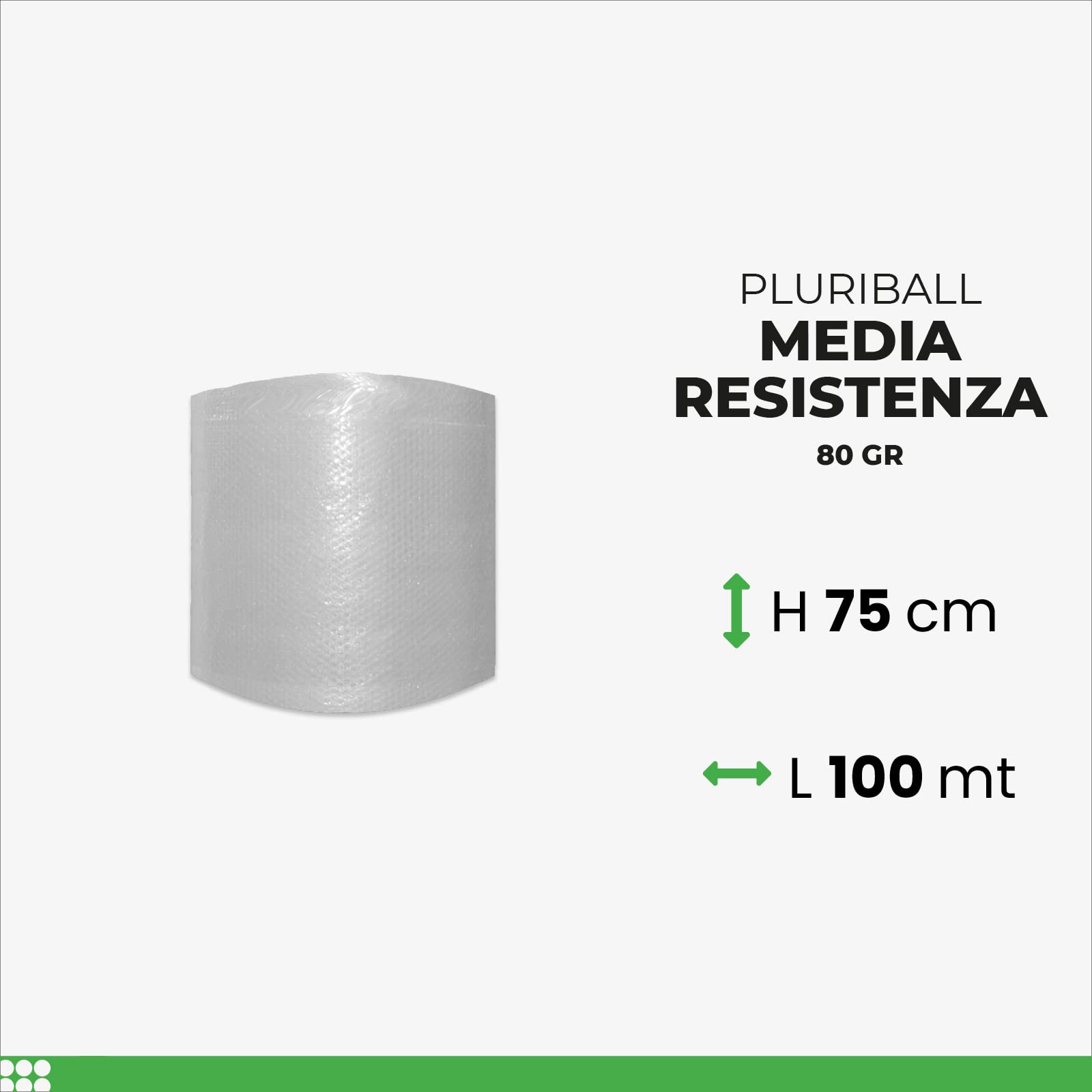 ImballaggiPer Rotolo Pluriball Media Resistenza 75cm x 100mt 80gr/mq, Bobina per Imballaggio e Spedizione, Ideale per Trasloco, Trasporto e Protezione Oggetti