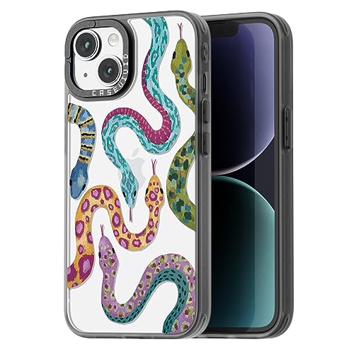 Coque iPhone 15 motif serpent girly noir de 6,1 pouces pour femme et fille