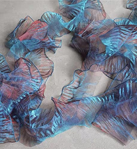 400 Inches Organza Ruffled Fabric Ruffle Lace Border Lace Fabric For Crafts And Cake Decoration, 11 Yards (Gradient Purple Blue) #TOP6