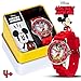 Disney Mickey Mouse Kids Analog Watch with Time Teaching Hands, Easy-Read Number Dial, Durable Red Silicone Strap, Water Resistant, Fits Wrists 5.5