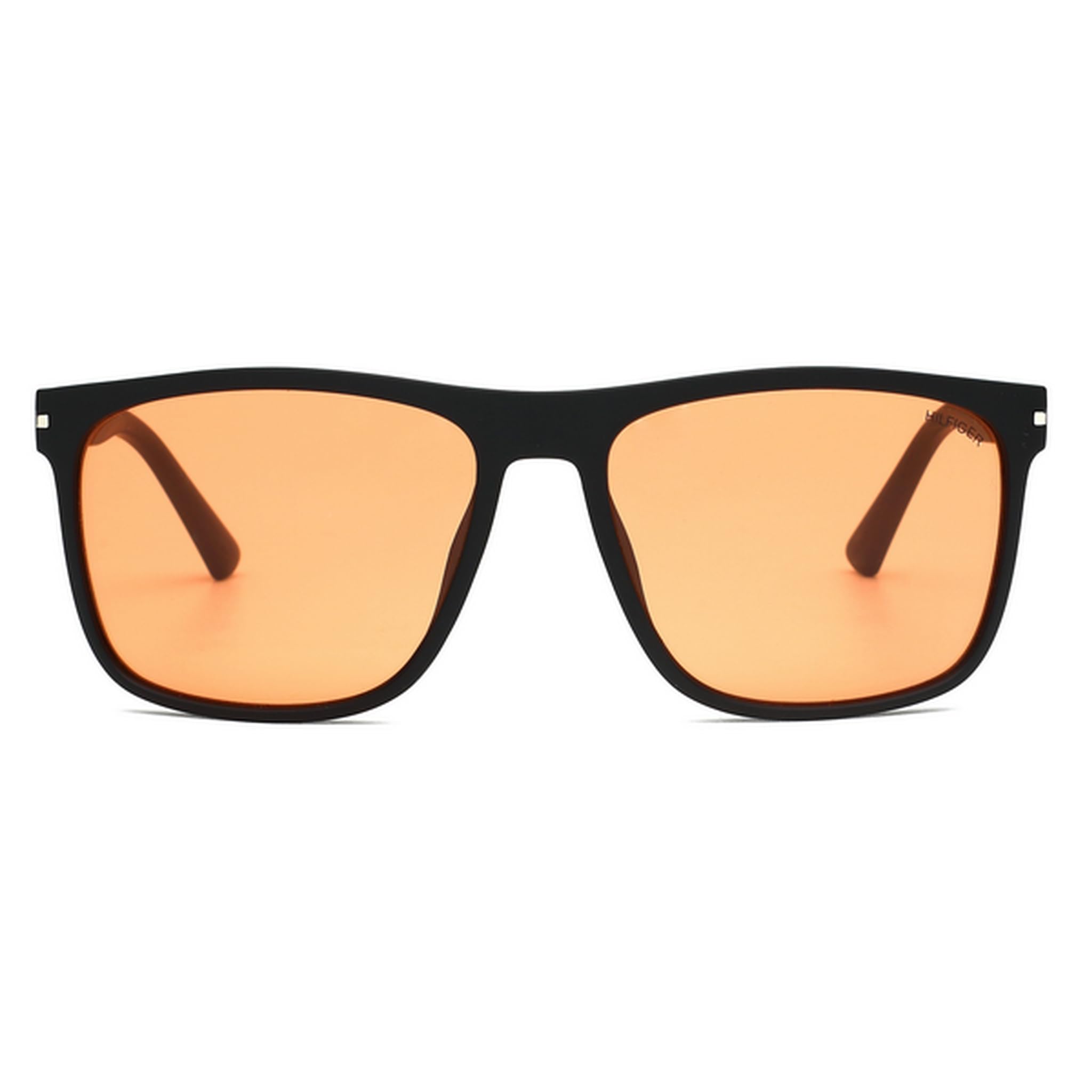 Eyewear | Orange Lens | Black Frame | Full Rim Square Shape Branded Latest and Stylish Sunglasses | 100% UV Protection | Unisex Sunglasses| Size Medium | TH 1572 C6 S