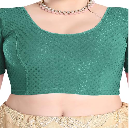 Image of FINESTFIT 100% Cotton Fabric Fashion Readymade Blouses for Women, 100% Cotton Fabric Round Neck with Organza Balloon Sleeves.