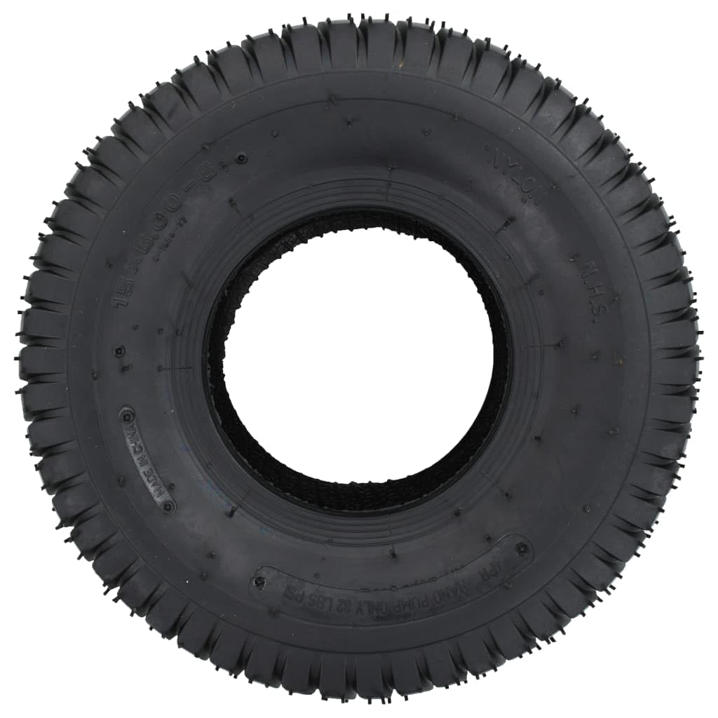 Juego de 4 neumáticos para carretilla y manguera, 15 x 6,00 – 6, goma maciza, rueda de repuesto, universal, resistente, para jardín, construcción, agricultura, patio, reparación