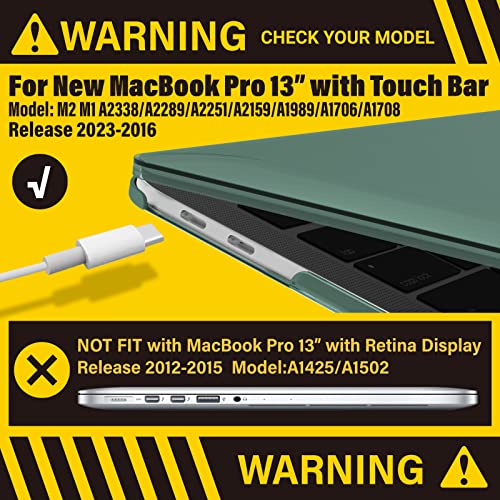 Ibenzer Compatible With 2023 2022 M2 Macbook Pro 13 Inch Case 2021-2016 M1 A2338 A2289 A2251 A2159 A1989 A1706 A1708, Hard Shell Case & Keyboard Cover For Mac Pro 13, Midnight Green, T13Mtgn+1A #TOP2