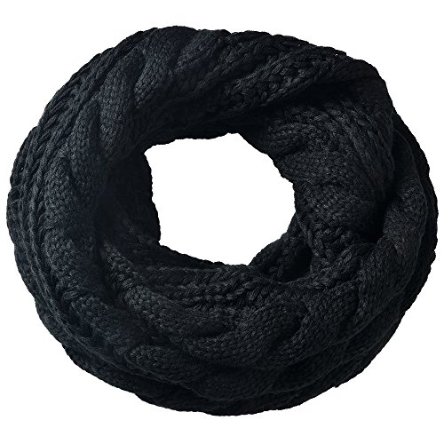 Miobo Strick Loop Schal, Winterschal, Wolle warmen, Hochwertiges, Unisex mit Einheitsgröße, Schwarz, 65 x 30cm