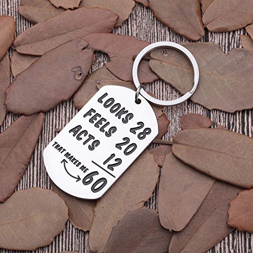 Funny Happy 60th Birthday Keychain Gifts for Men Women Turning 60 Gifts 60